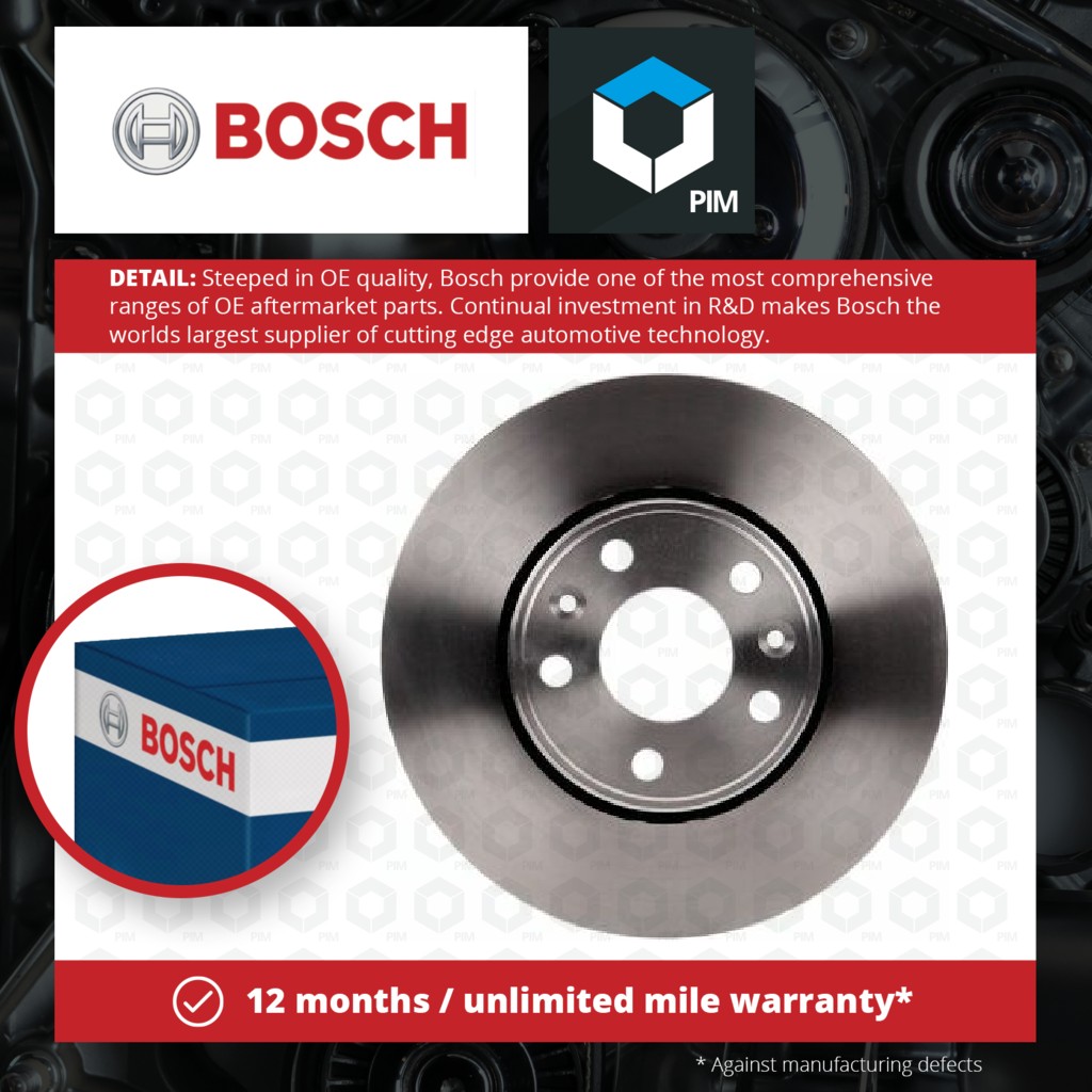 Bosch 2x Brake Discs Pair Vented Front 0986479S93 [PM1115453]