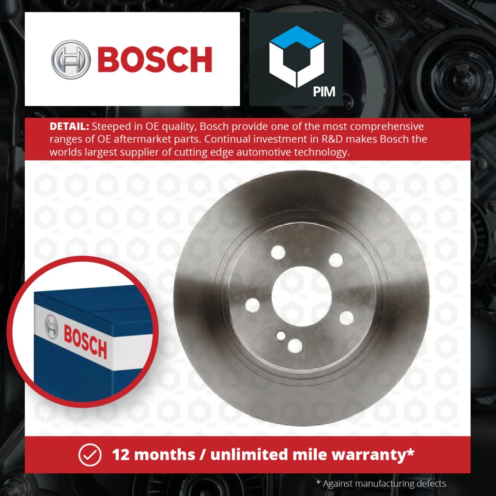 Bosch 2x Brake Discs Pair Solid Rear 0986479S92 [PM1115452]