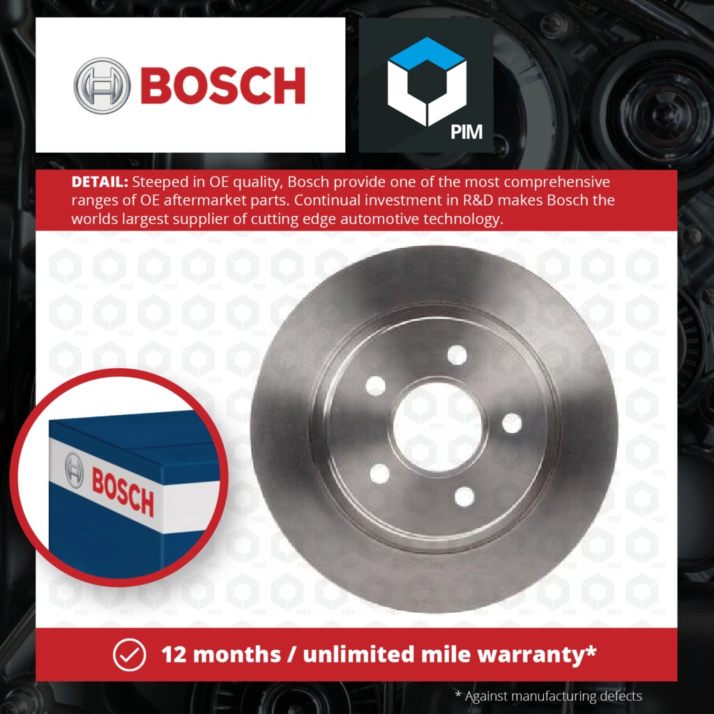 Bosch 2x Brake Discs Pair Solid Rear 0986479S51 [PM1115414]