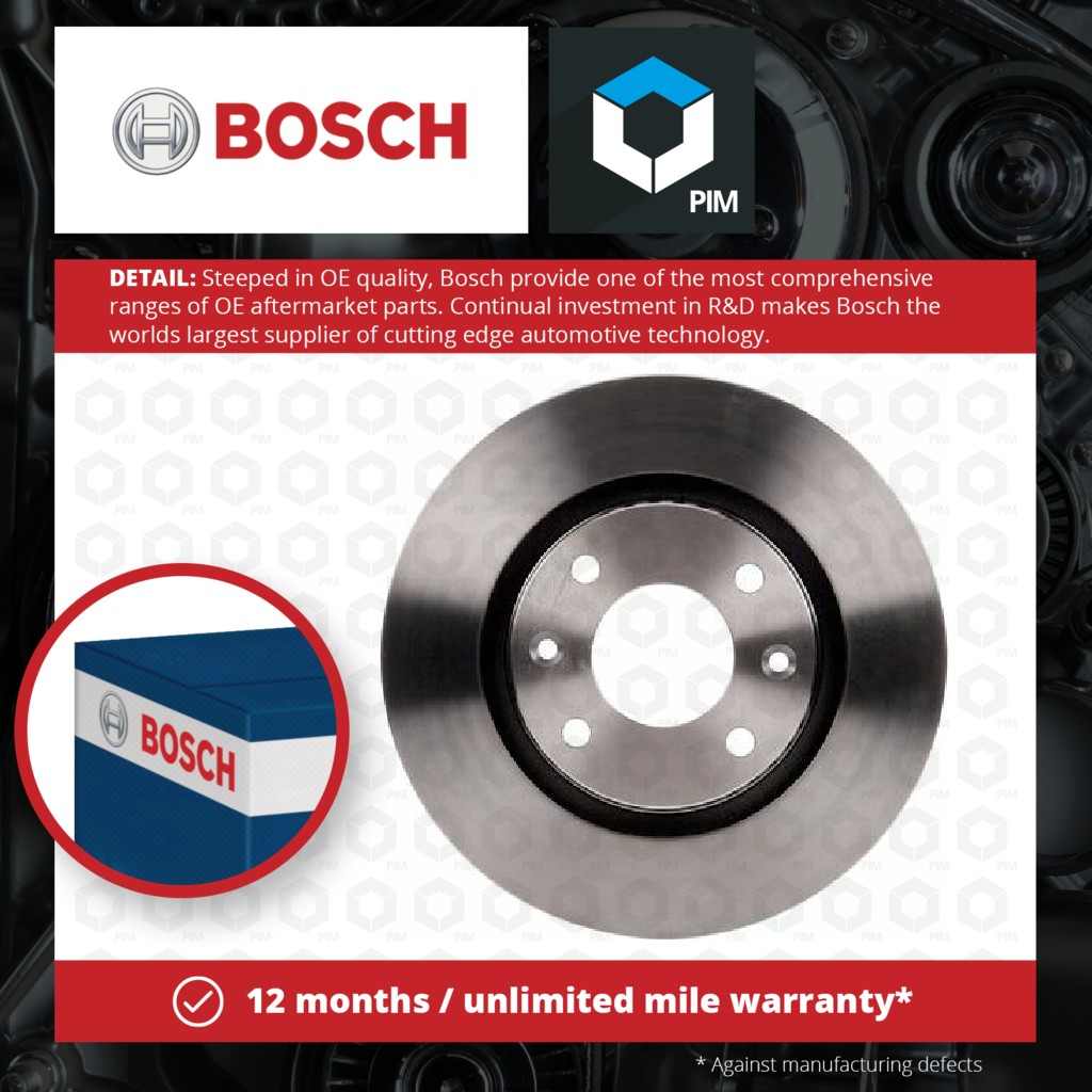 Bosch 2x Brake Discs Pair Vented Front 0986479R63 [PM1115336]