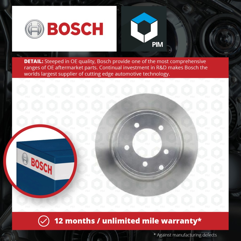 Bosch 2x Brake Discs Pair Solid Rear 0986479R07 [PM1115294]