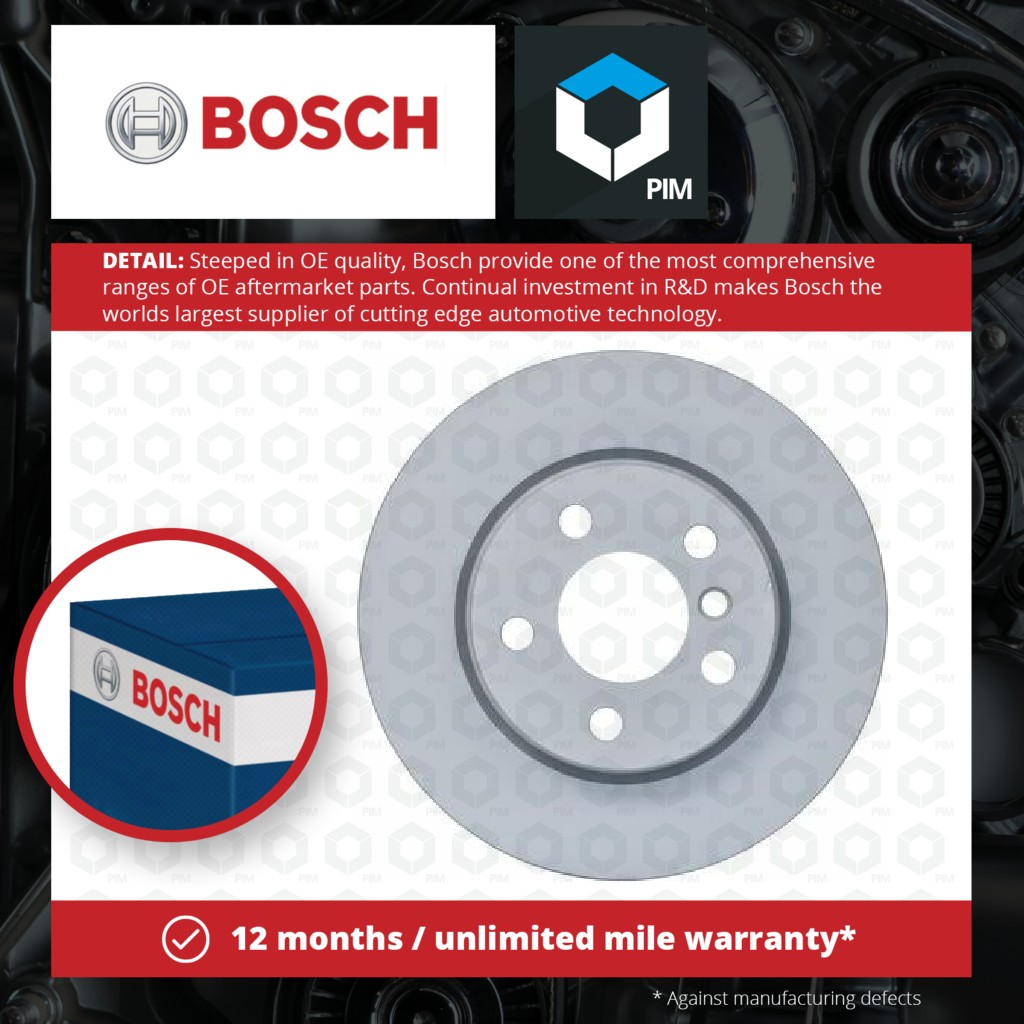 Bosch 2x Brake Discs Pair Vented Front 0986479C97 [PM1115255]