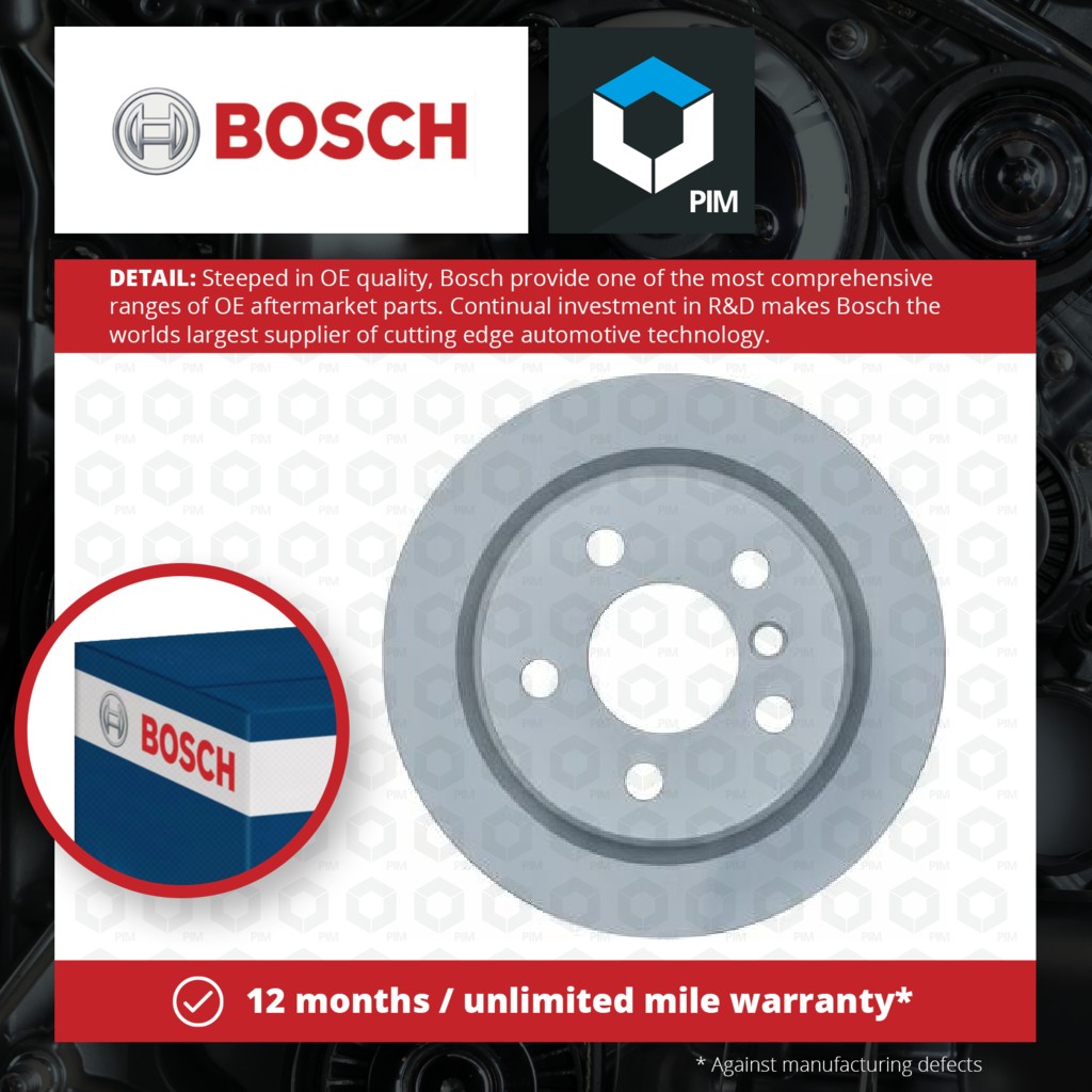 Bosch 2x Brake Discs Pair Solid Rear 0986479C96 [PM1115254]