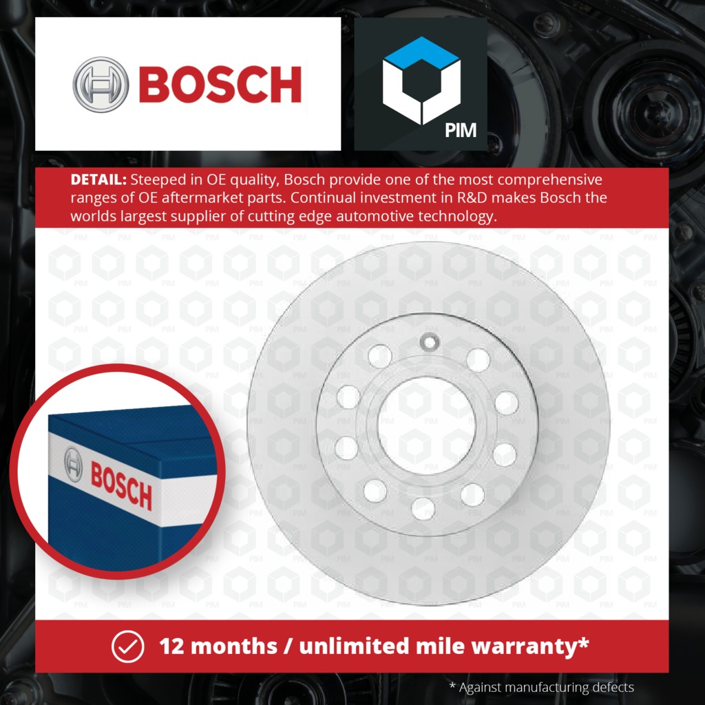 Bosch 2x Brake Discs Pair Solid Rear 0986479B78 [PM1115144]