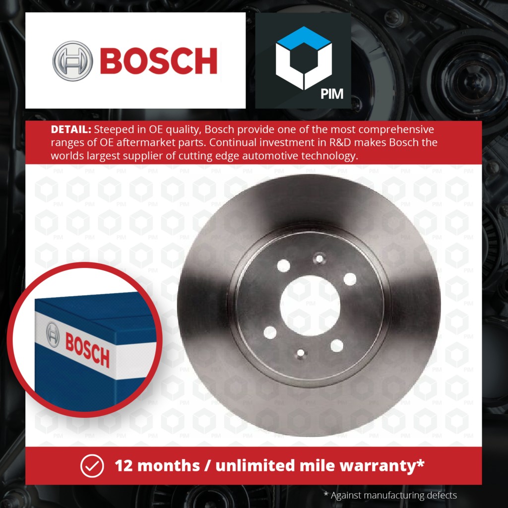 Bosch 2x Brake Discs Pair Vented Front 0986479B05 [PM1115079]