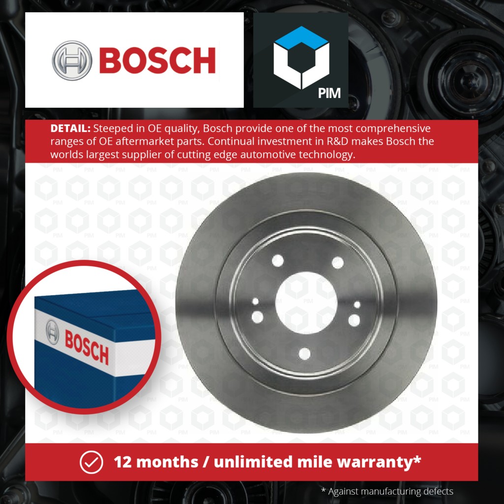 Bosch 2x Brake Discs Pair Solid Rear 0986479B04 [PM1115078]