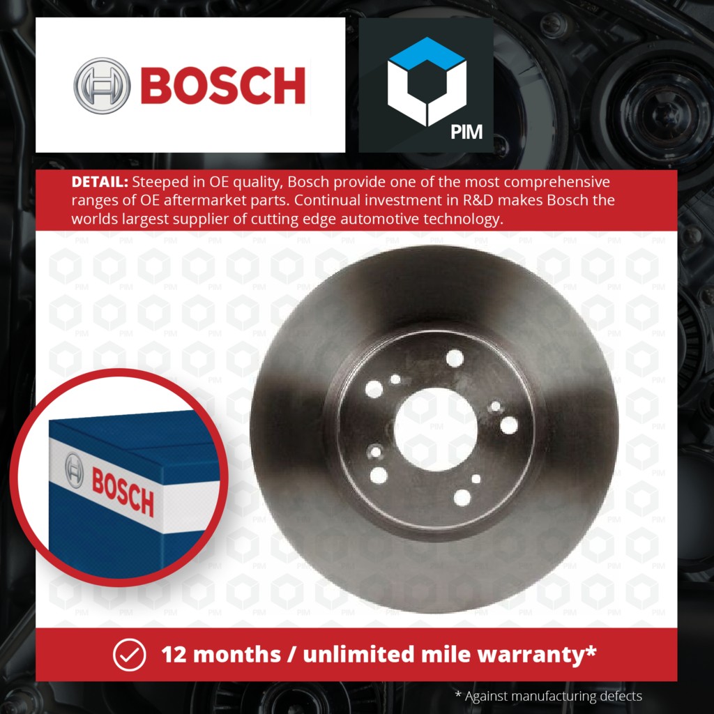 Bosch 2x Brake Discs Pair Vented Front 0986479B02 [PM1115077]
