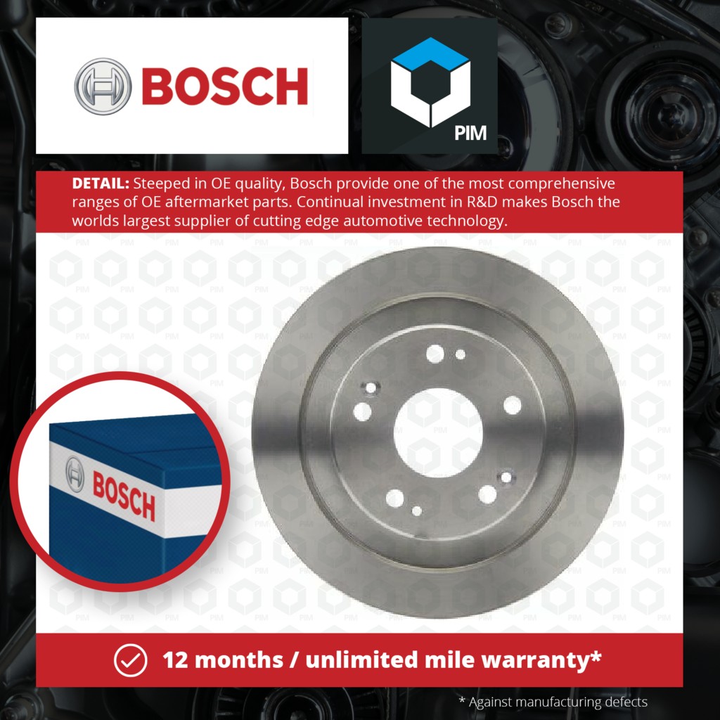 Bosch 2x Brake Discs Pair Solid Rear 0986479A92 [PM1115069]