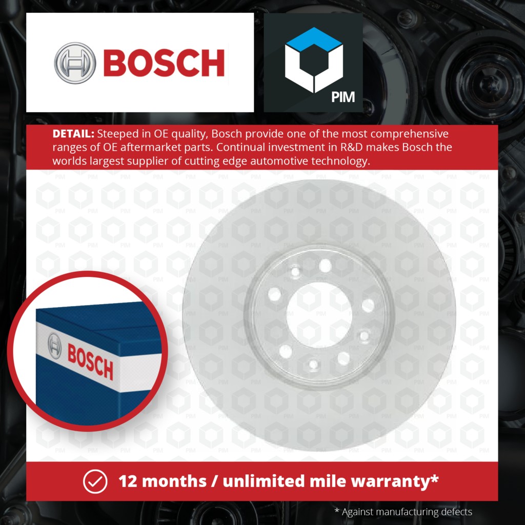 Bosch 2x Brake Discs Pair Vented Front 0986479A89 [PM1115066]