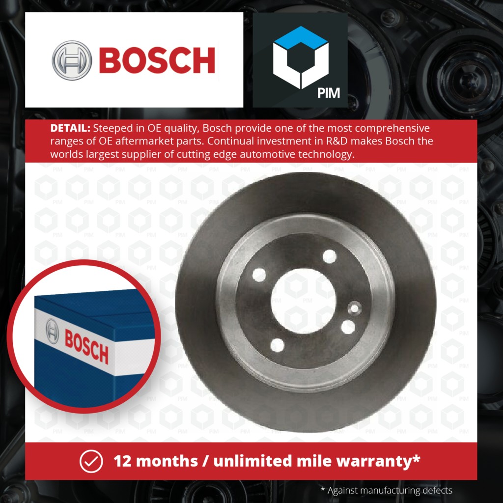 Bosch 2x Brake Discs Pair Solid Rear 0986479A44 [PM1115039]