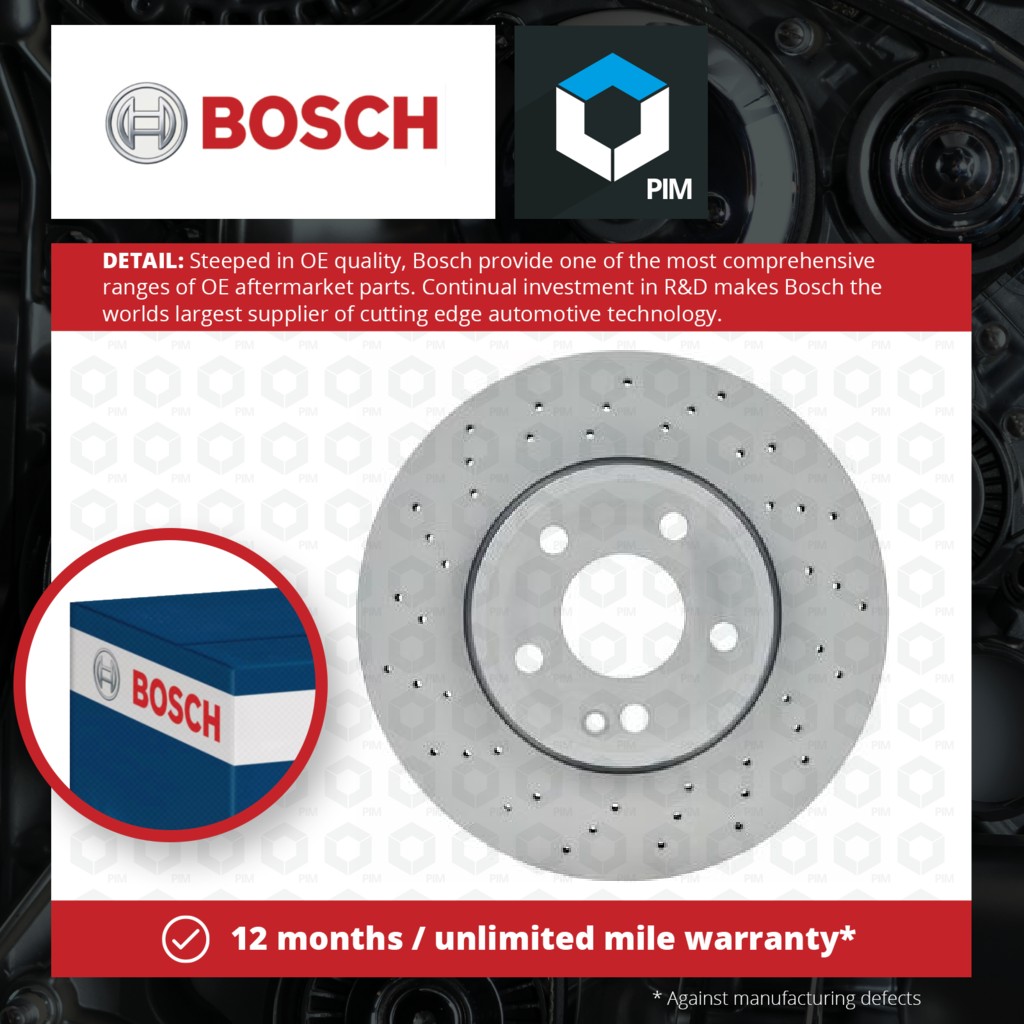 Bosch 2x Brake Discs Pair Vented Front 0986479A02 [PM1115013]