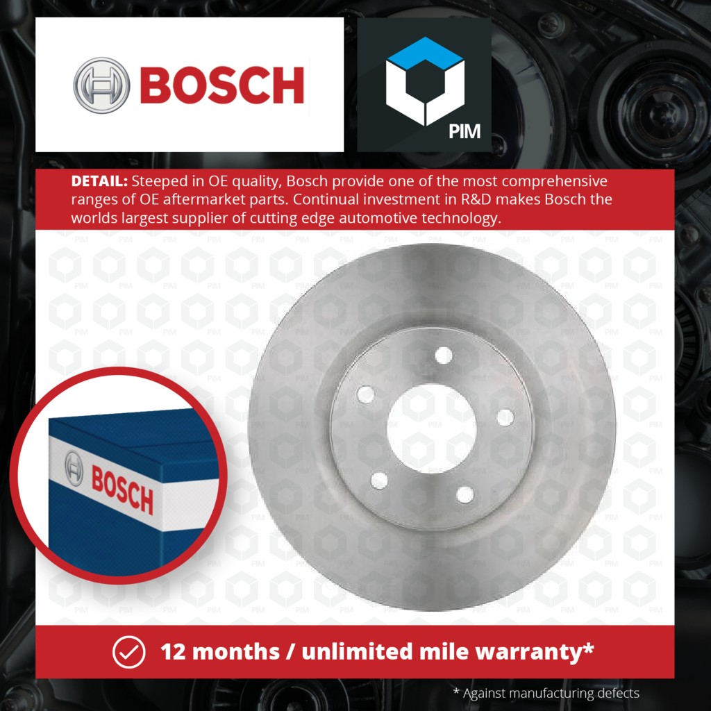 Bosch 2x Brake Discs Pair Vented Front 0986479751 [PM1114901]