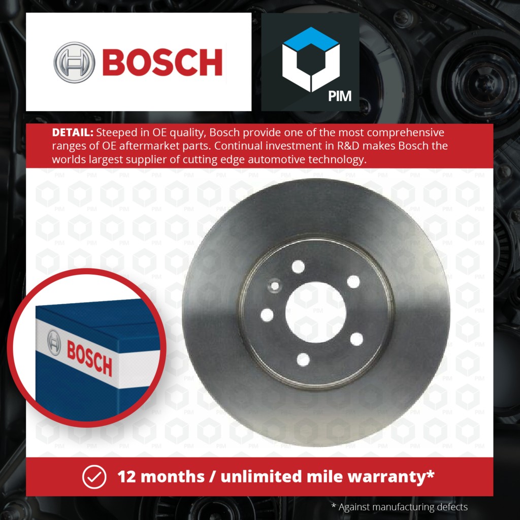 Bosch 2x Brake Discs Pair Vented Front 0986479667 [PM1114866]