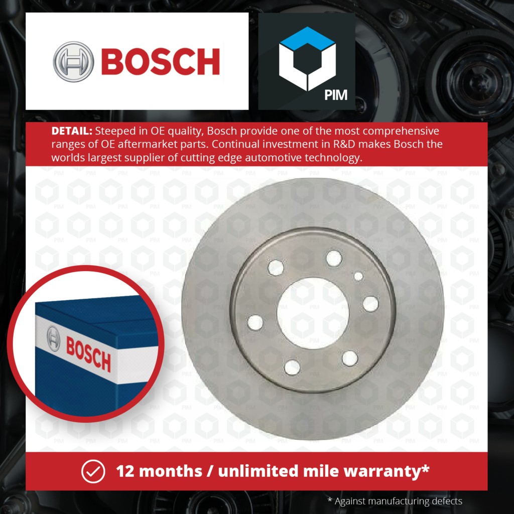 Bosch 2x Brake Discs Pair Solid Rear 0986479638 [PM1114860]