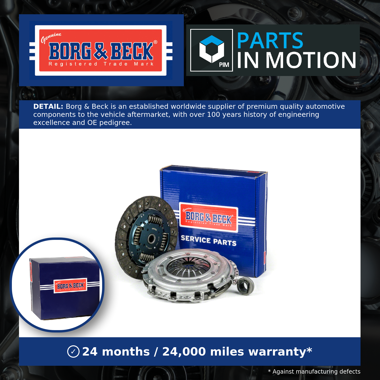 Borg & Beck Clutch Kit 3pc (Cover+Plate+Releaser) HK2565 [PM1028086]