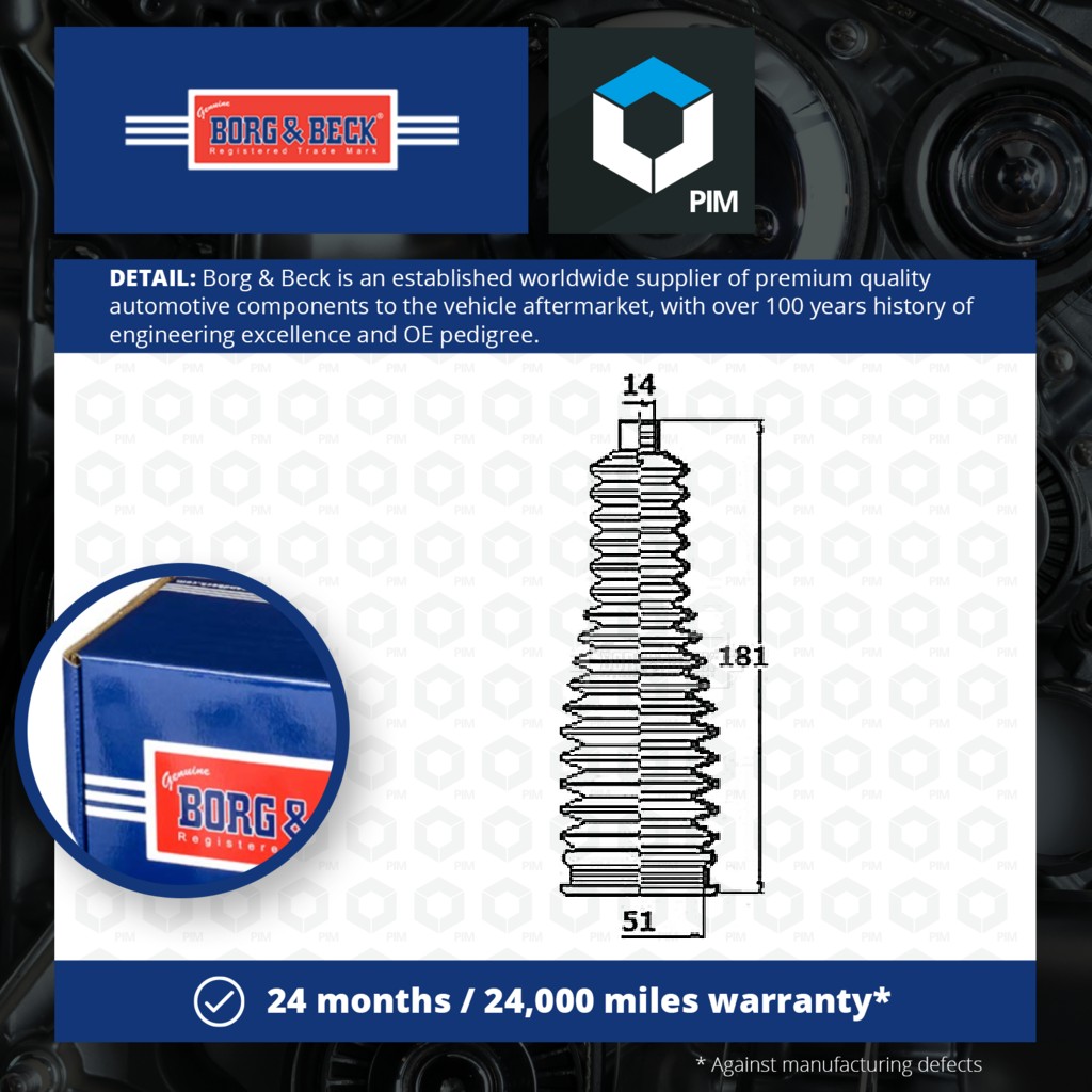 Borg & Beck Steering Rack Boot BSG3454 [PM1019076]