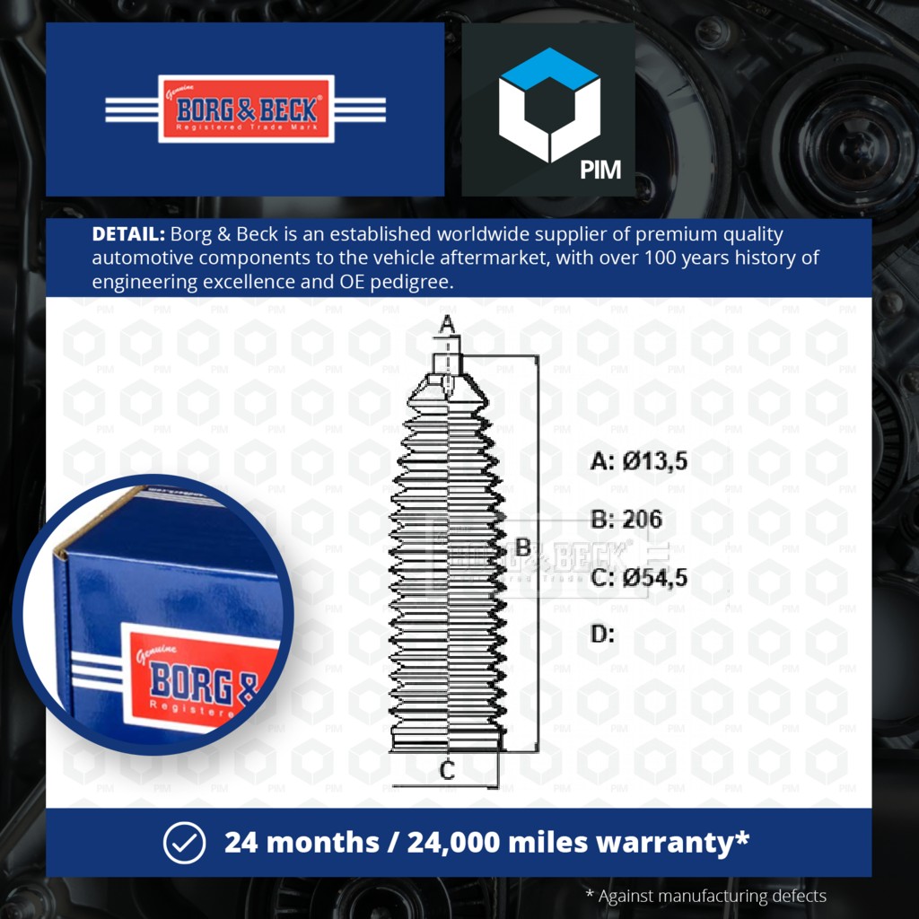Borg & Beck Steering Rack Boot BSG3446 [PM1019068]