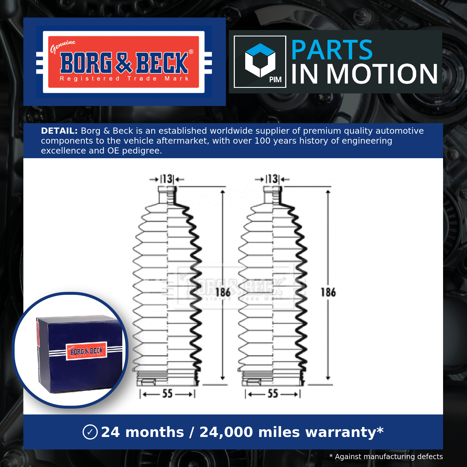 Borg & Beck Steering Rack Boot BSG3360 [PM1018986]