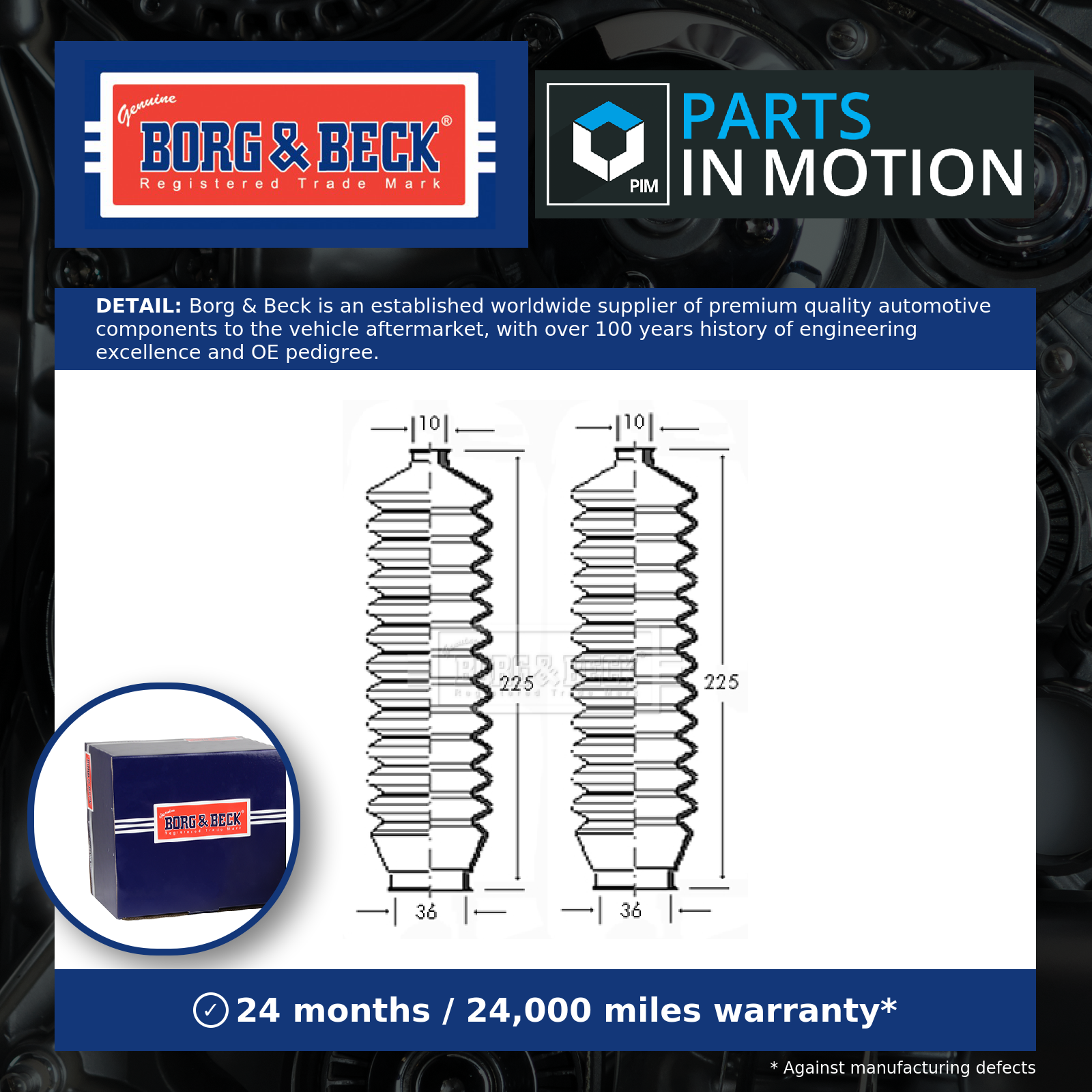 Borg & Beck Steering Rack Boot BSG3038 [PM1018744]