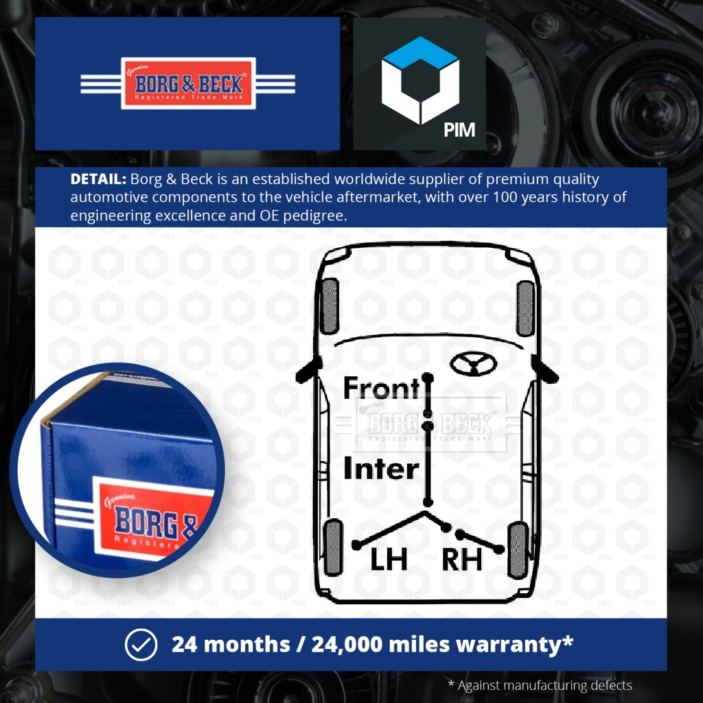 Borg & Beck Handbrake Cable Rear Left BKB3808 [PM1017715]