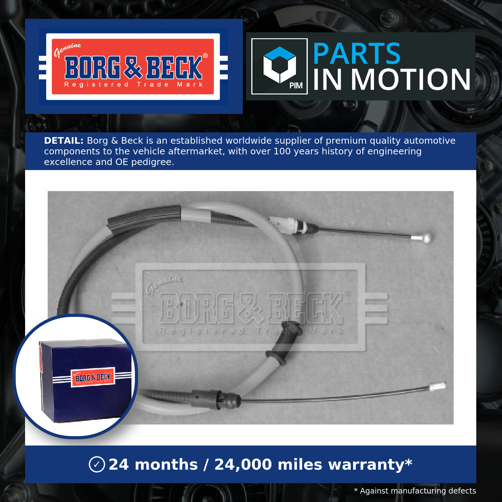 Borg & Beck Handbrake Cable Rear Left or Right BKB3739 [PM1017649]