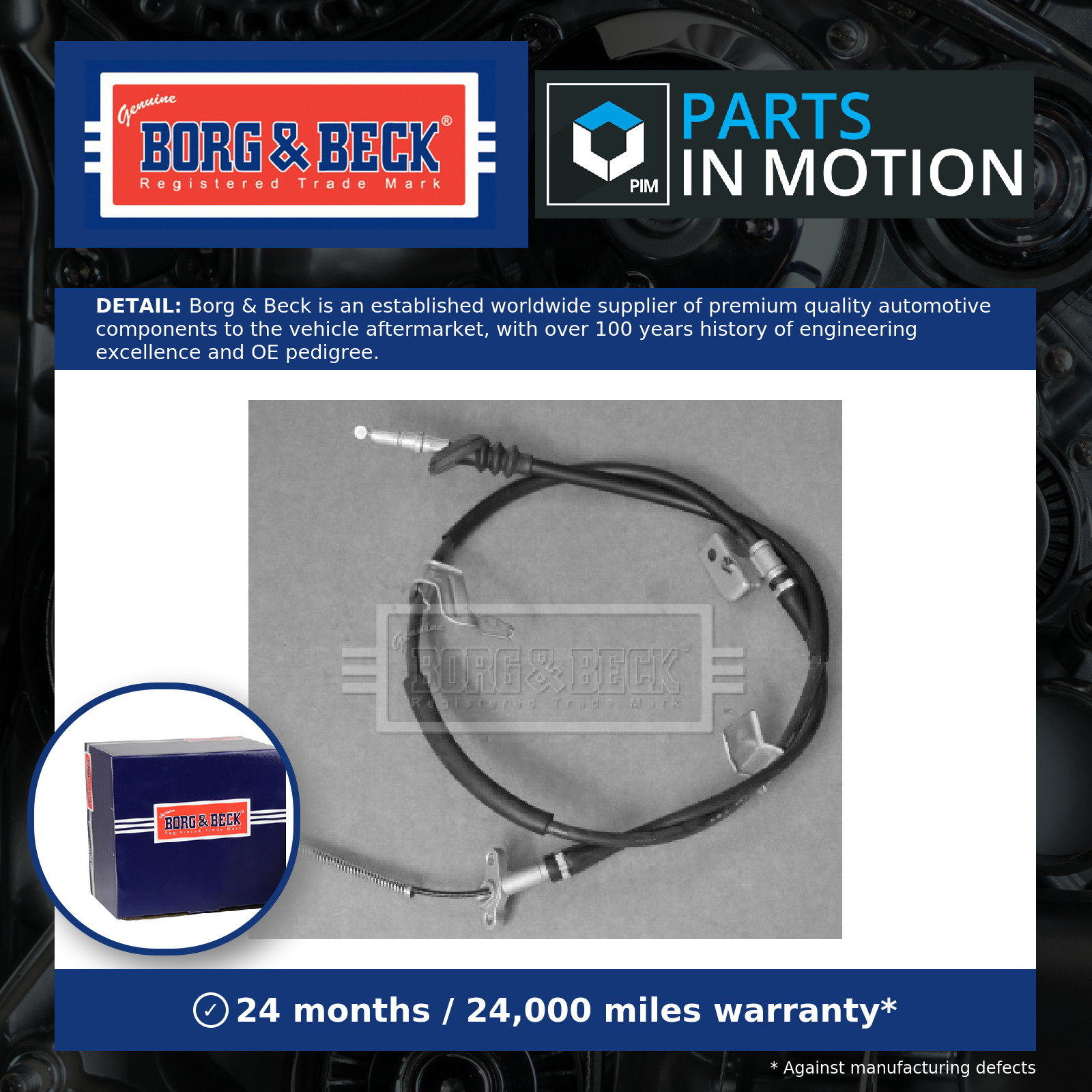 Borg & Beck Handbrake Cable Rear Right BKB3519 [PM1017451]