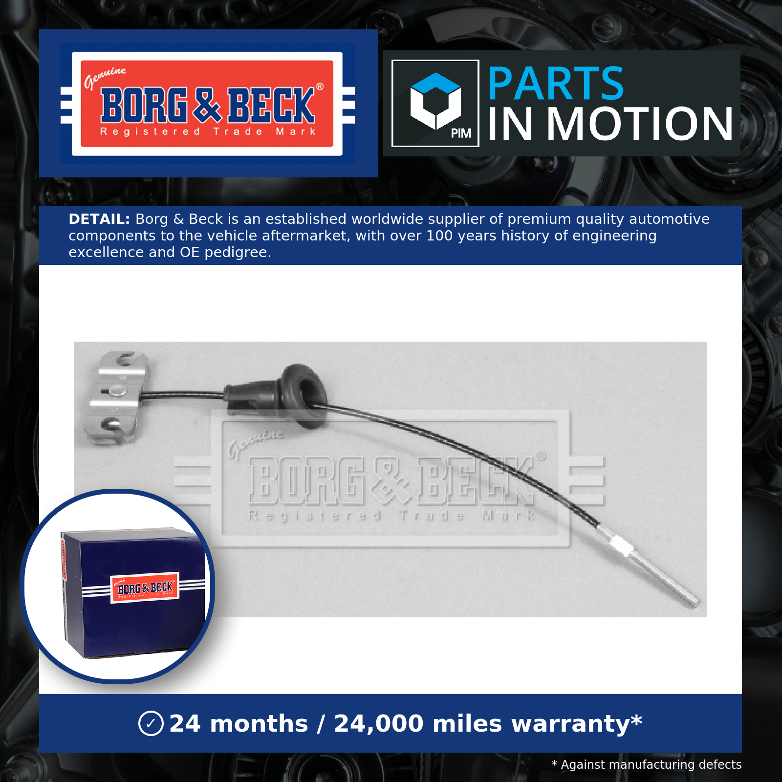Borg & Beck Handbrake Cable Front BKB2438 [PM1016446]