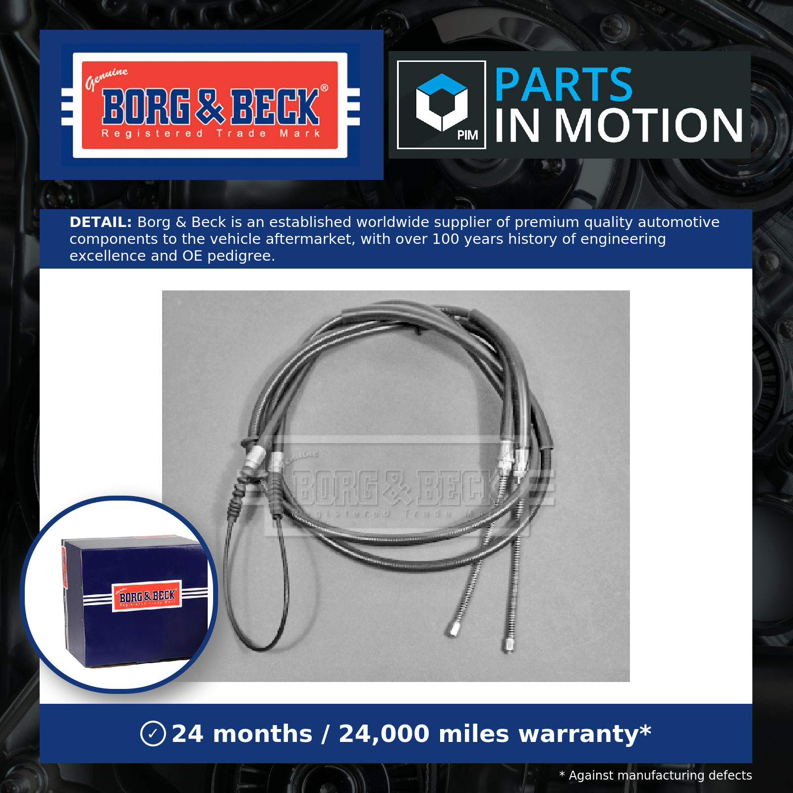 Borg & Beck Handbrake Cable Rear Left or Right BKB1334 [PM1015537]