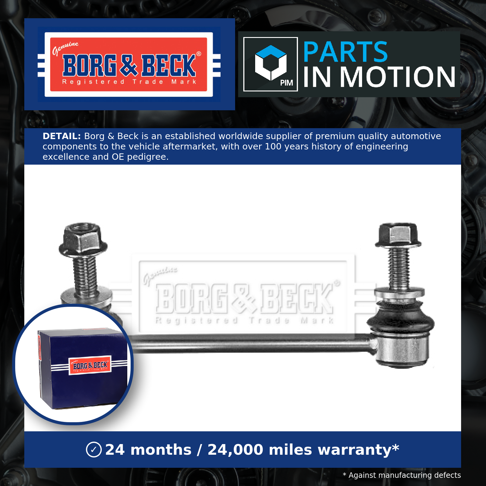 Borg & Beck Anti Roll Bar Link Rear Left BDL7433 [PM1012472]