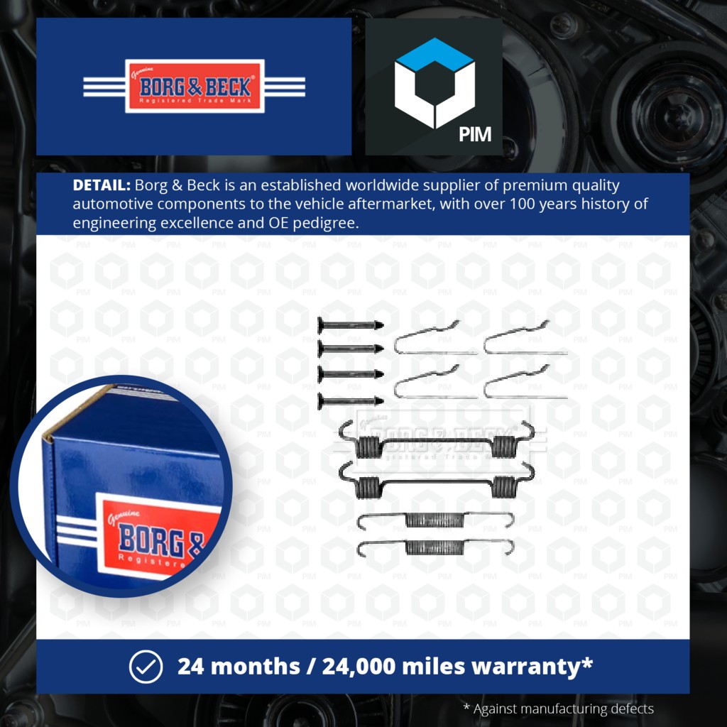 Borg & Beck Hand Brake Shoe Fitting Kit Rear BBK6276 [PM1006798]