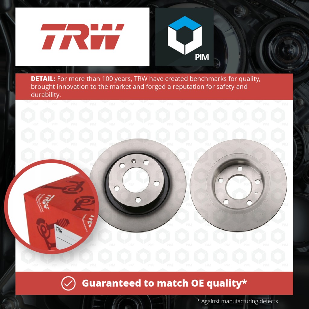 TRW 2x Brake Discs Pair Solid Rear DF6339 [PM988639]