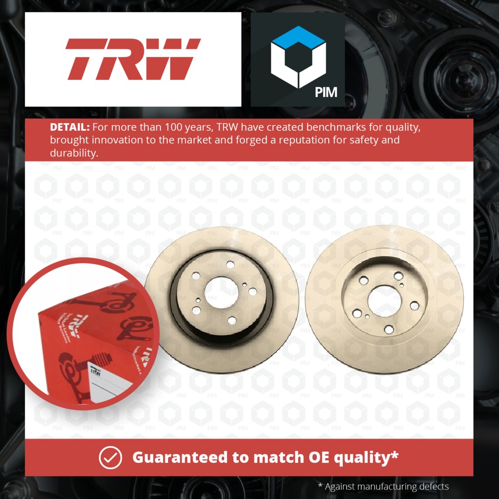TRW 2x Brake Discs Pair Solid Rear DF6324 [PM988629]