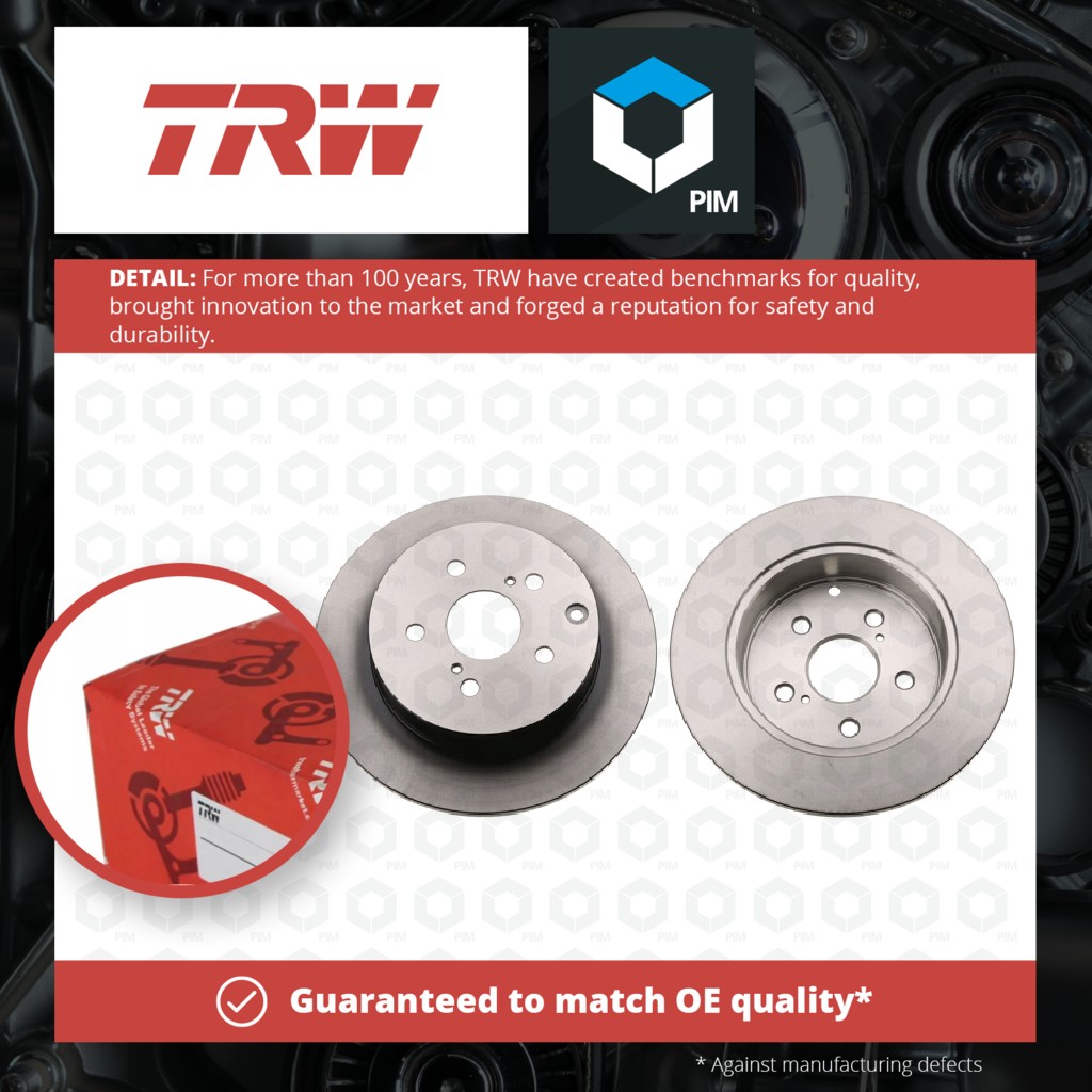 TRW 2x Brake Discs Pair Solid Rear DF6319 [PM988628]