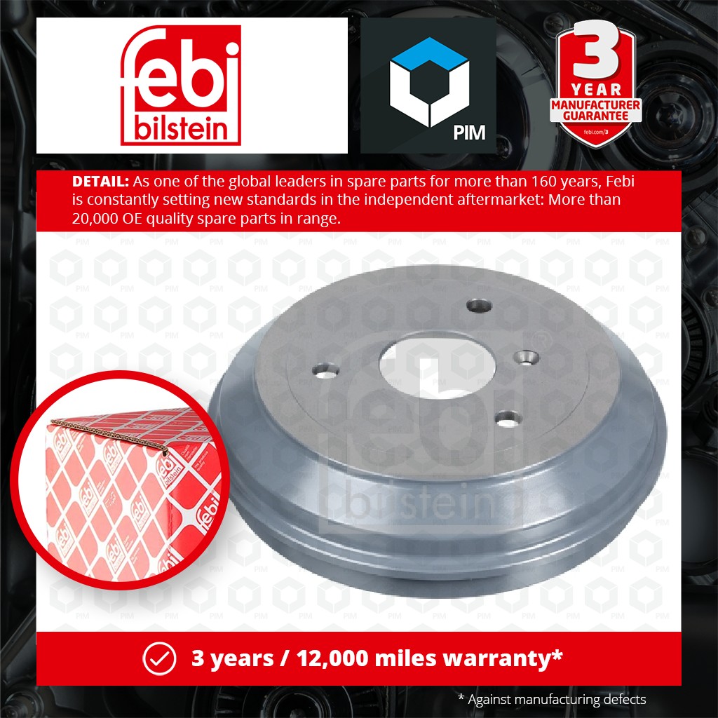 Febi 2x Brake Drums (Pair) Rear 44295 [PM967299]