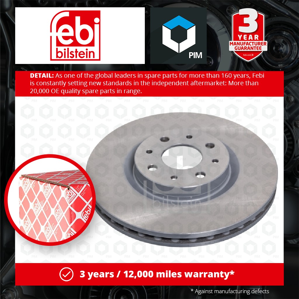 Febi 2x Brake Discs Pair Vented Front 43960 [PM967088]