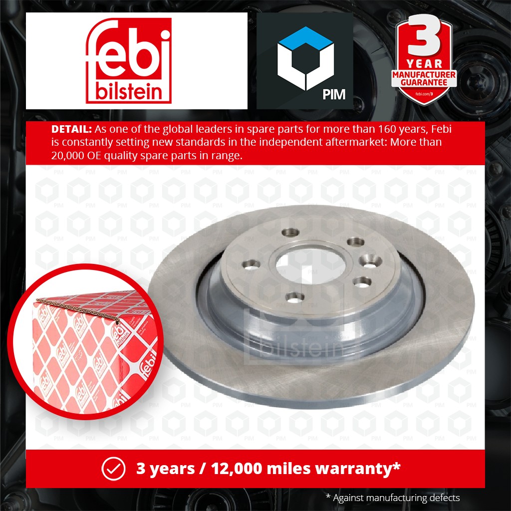 Febi 2x Brake Discs Pair Solid Rear 43882 [PM967039]