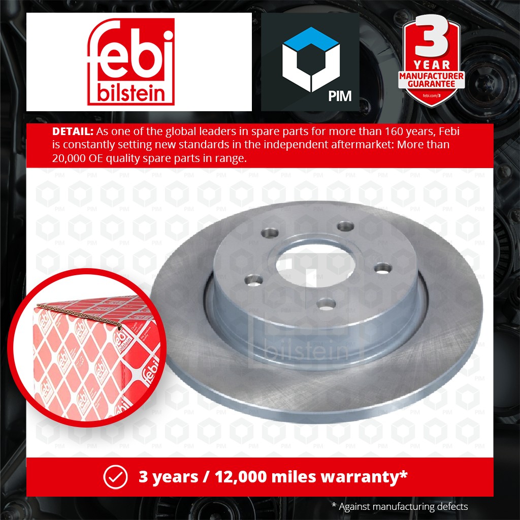 Febi 2x Brake Discs Pair Solid Rear 39689 [PM963663]