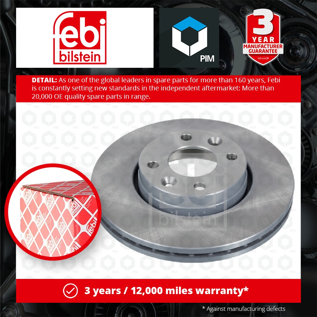 Febi 2x Brake Discs Pair Vented Front 39477 [PM963511]