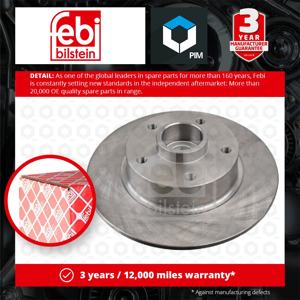 Febi 2x Brake Discs Pair Solid Rear 38307 [PM962712]