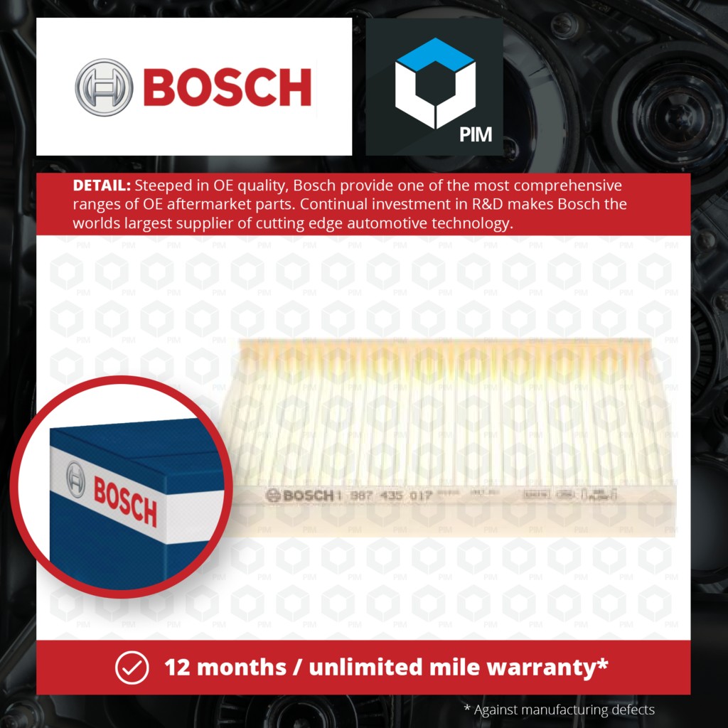 Bosch Pollen / Cabin Filter 1987435017 [PM917319]