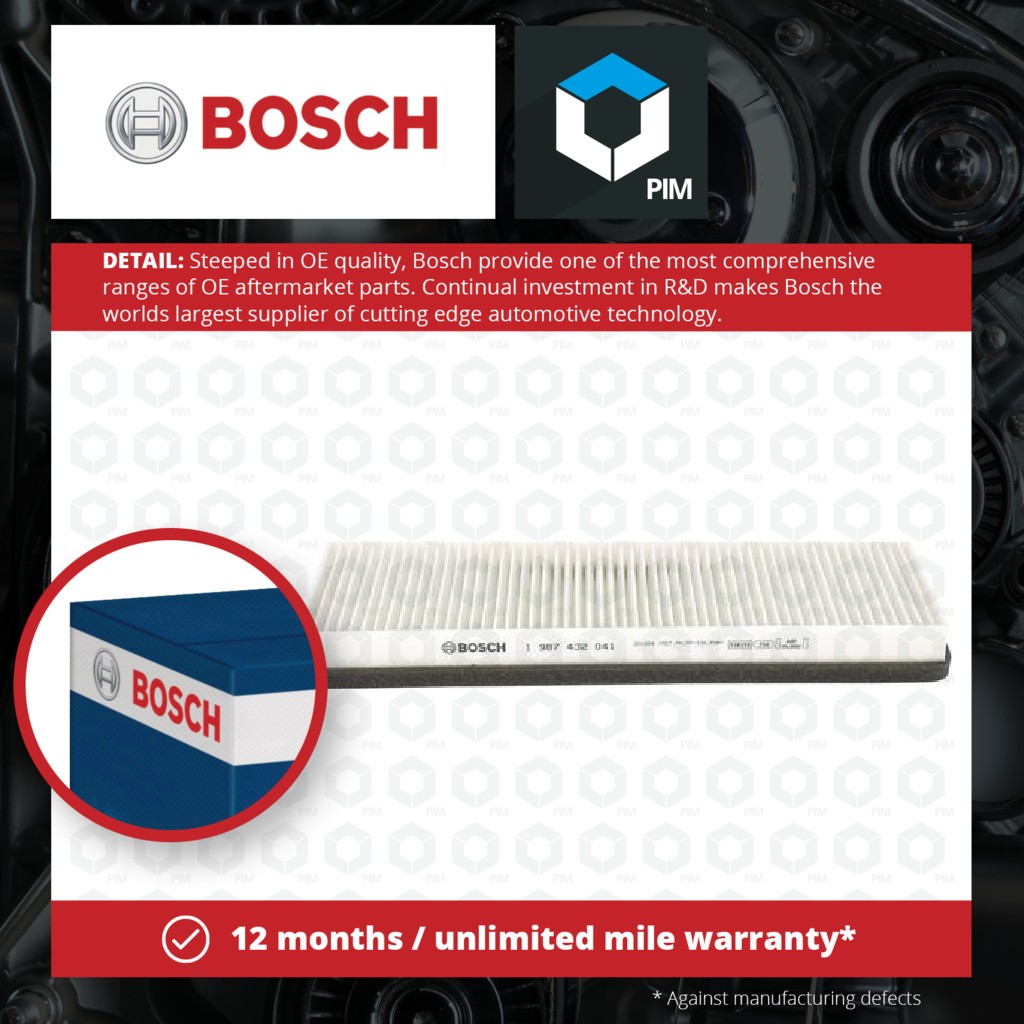 Bosch Pollen / Cabin Filter 1987432041 [PM917279]