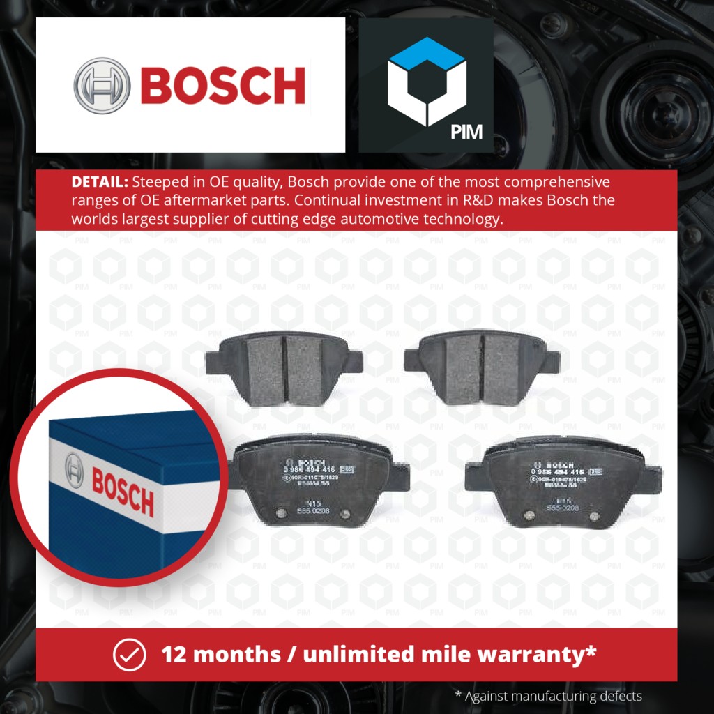 Bosch Brake Pads Set Rear 0986494416 [PM915600]