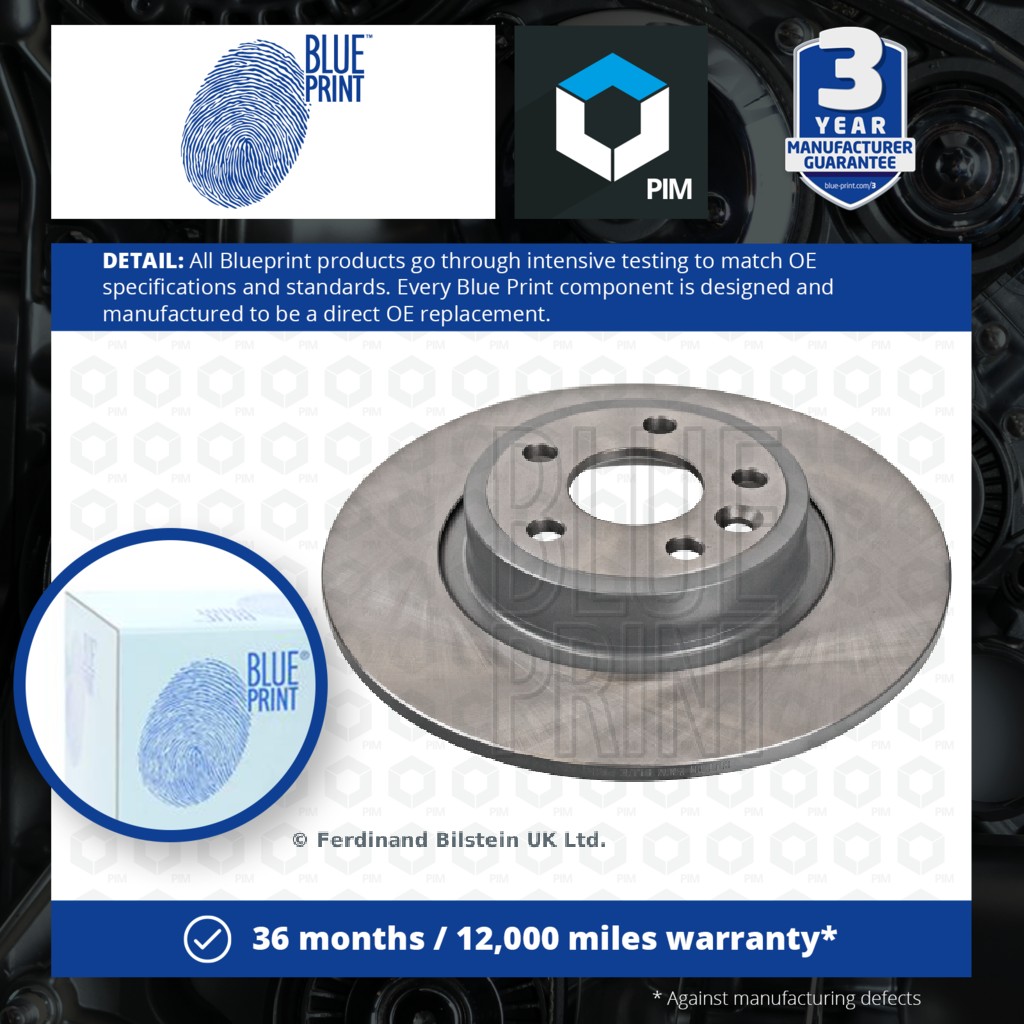 Blue Print 2x Brake Discs Pair Solid Rear ADJ134362 [PM915567]