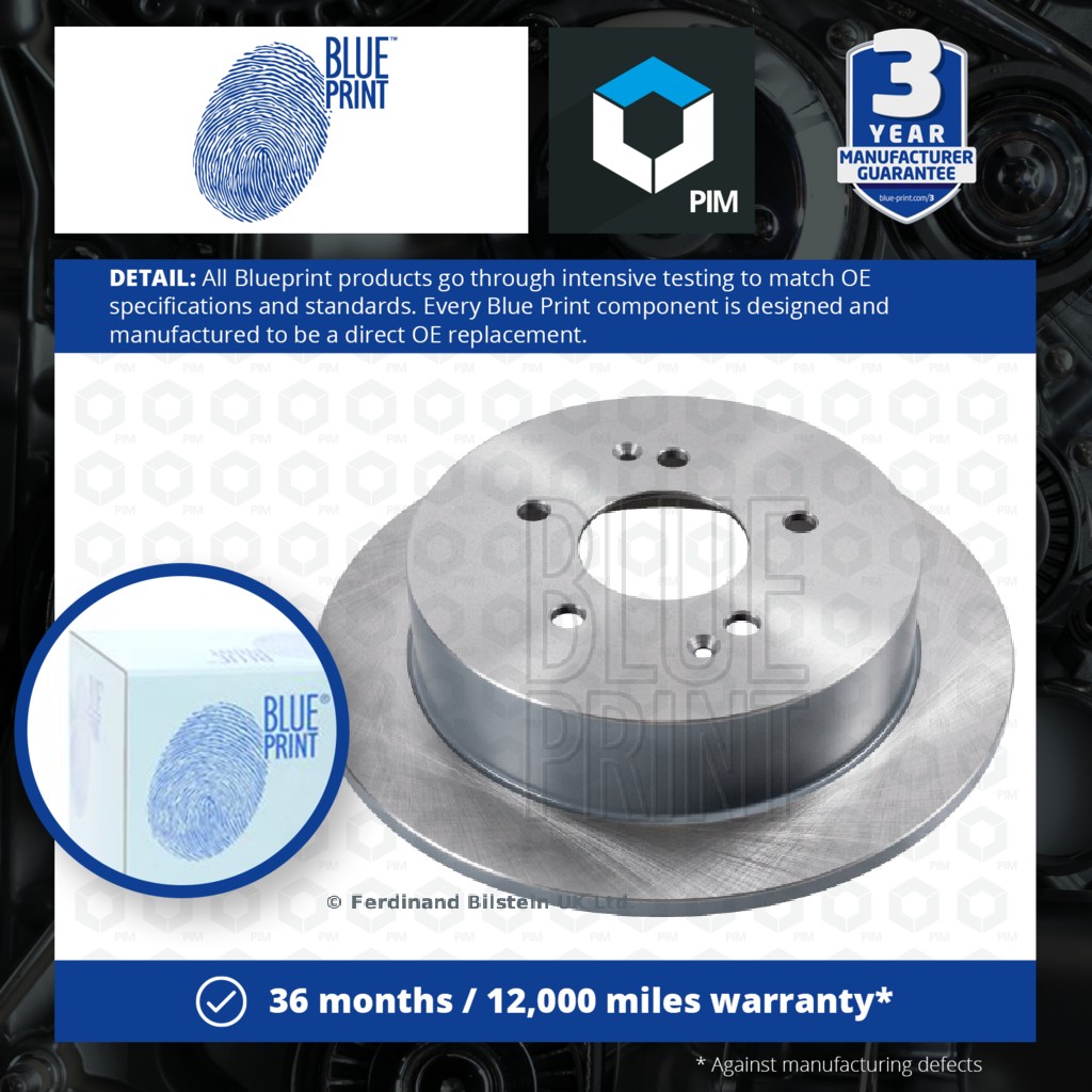 Blue Print 2x Brake Discs Pair Solid Rear ADG043215 [PM915566]