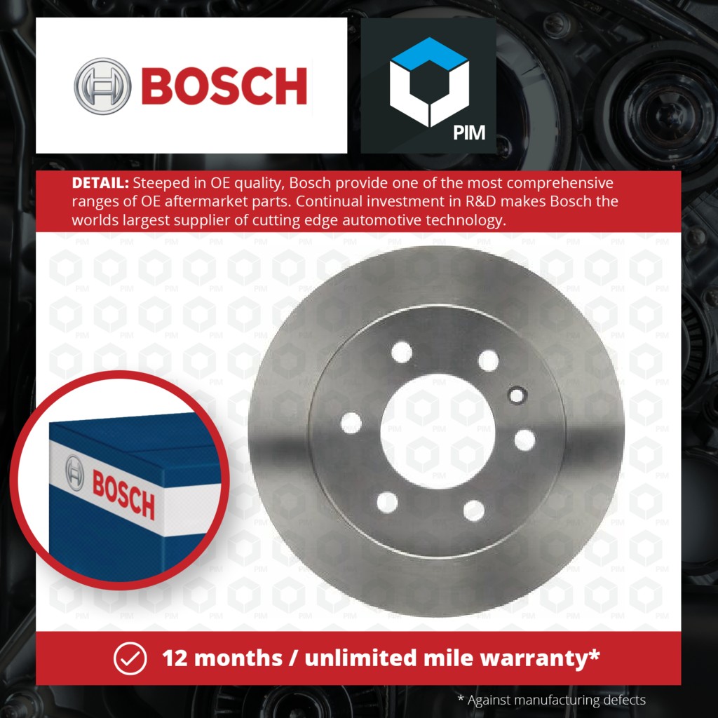 Bosch 2x Brake Discs Pair Solid Rear 0986479S05 [PM915563]