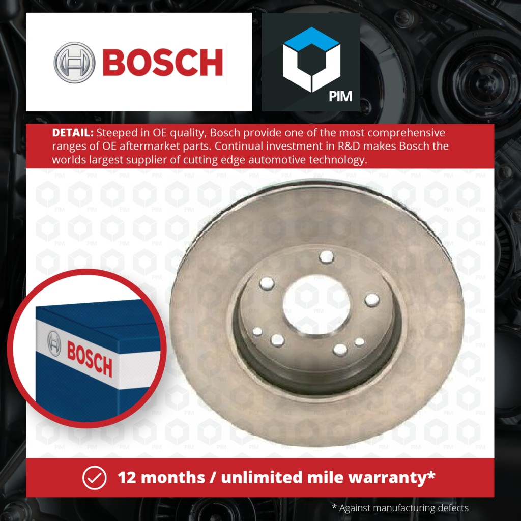 Bosch 2x Brake Discs Pair Vented Front 0986479R69 [PM915549]