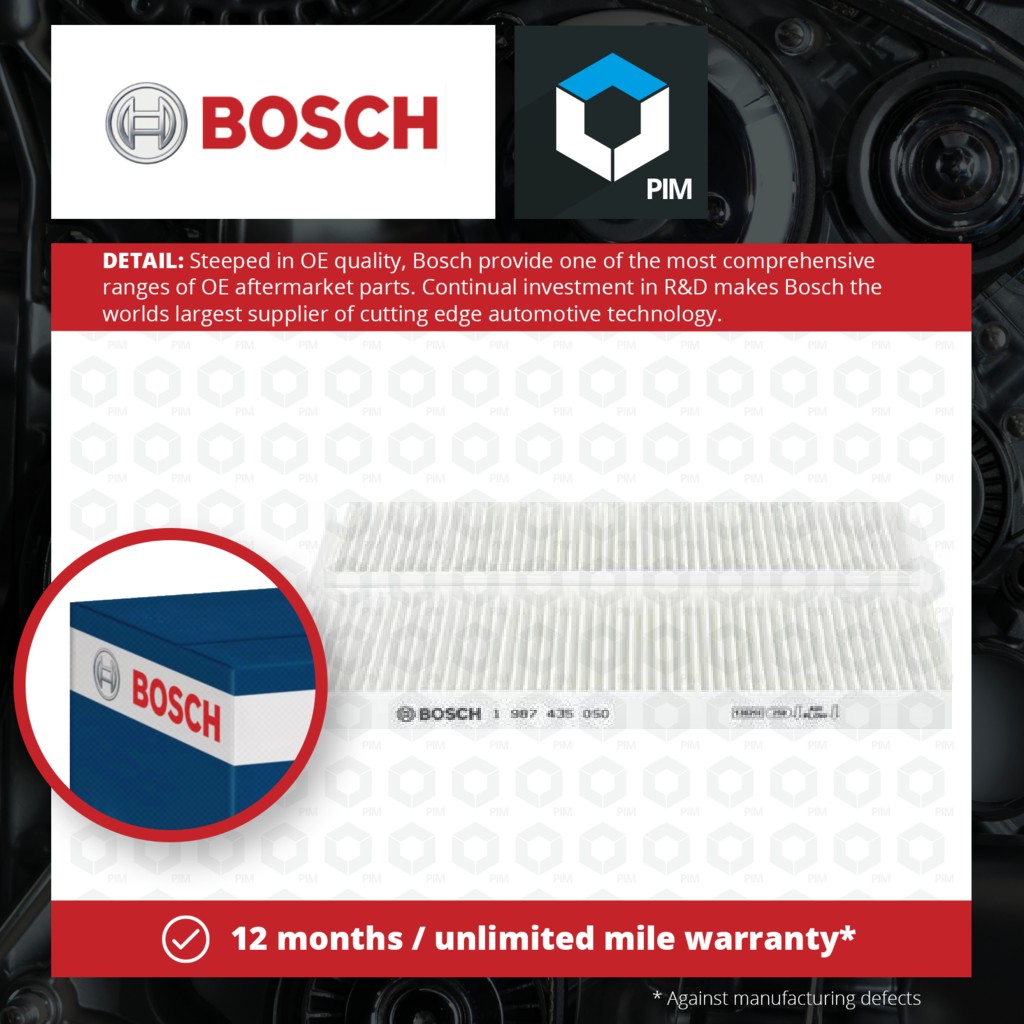 Bosch Pollen / Cabin Filter 1987435050 [PM877884]