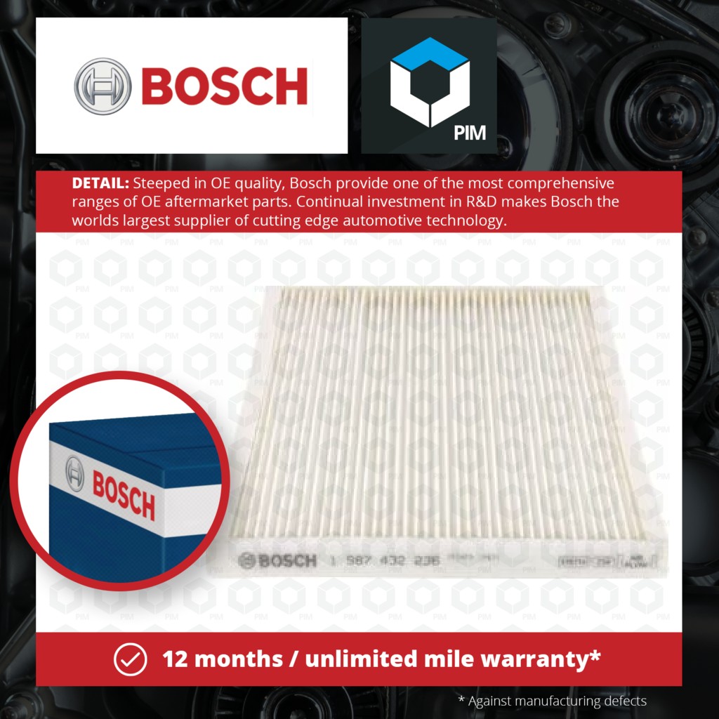 Bosch Pollen / Cabin Filter 1987432236 [PM877854]