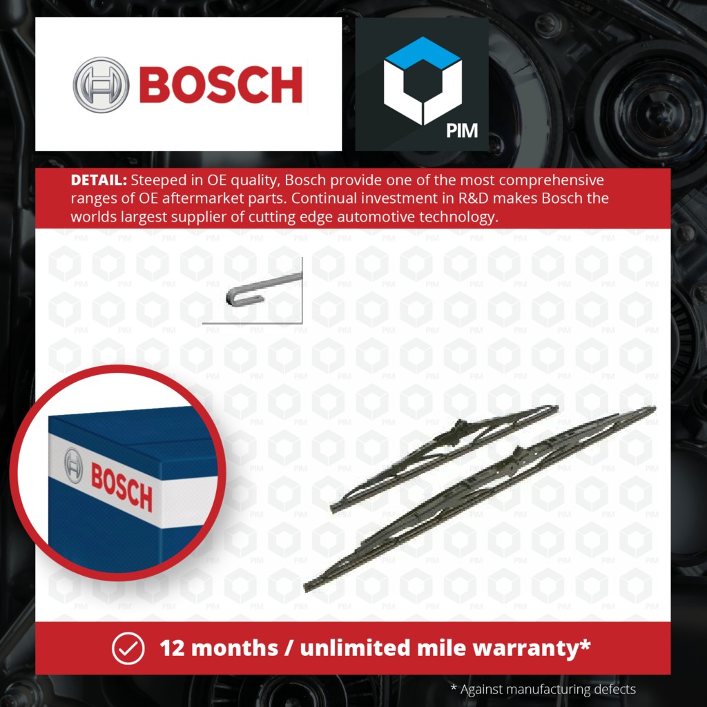 Bosch 2x Wiper Blades (Pair) Front SP24/16S 3397001873 [PM876361]