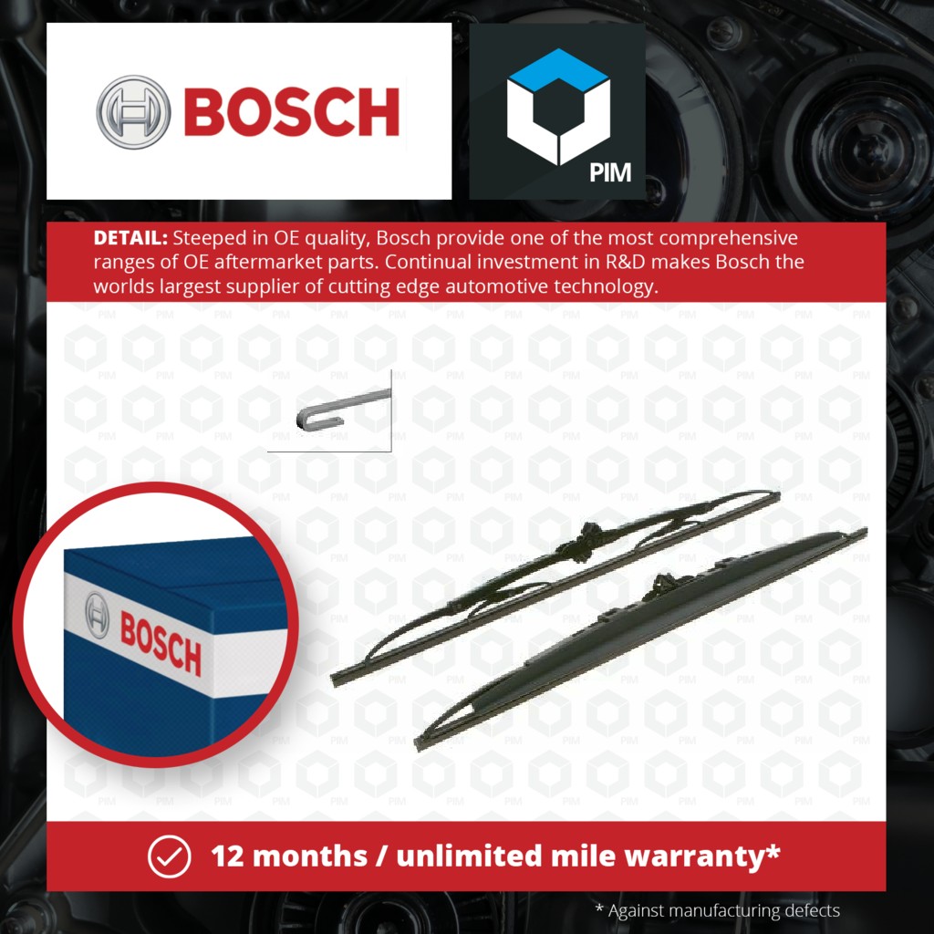 Bosch 2x Wiper Blades (Pair) Front SP22/22S 3397001899 [PM876357]